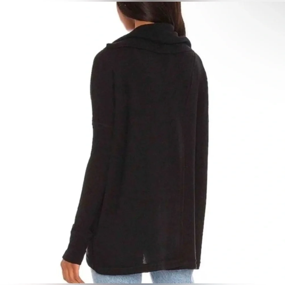 NWT Free People Juicy Long Sleeve Top Cowl Neck Thermal Oversized Open Back blac - Picture 8 of 11